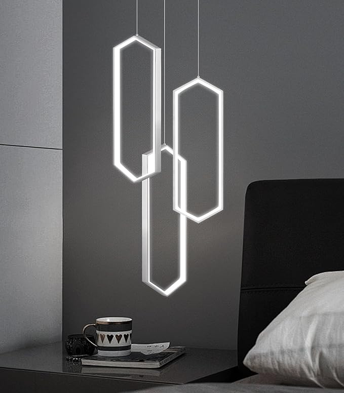 3-Rings Dimmable Pendant Lighting Adjust LED Chandelier Ceiling Light Fixtures