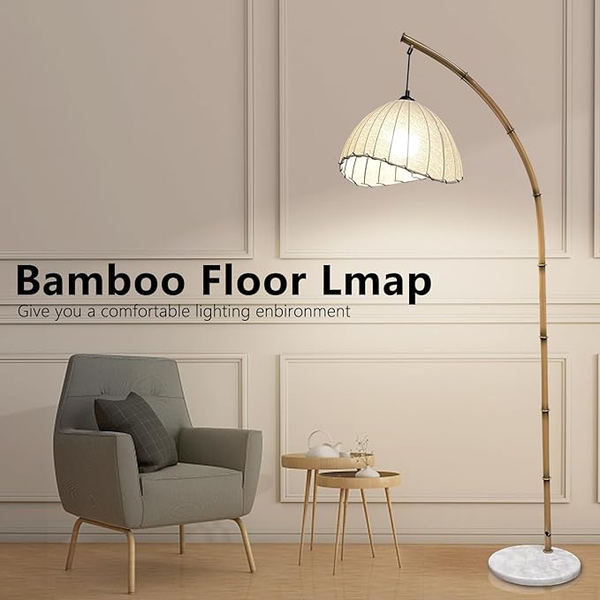 Boho Arc Bamboo Floor Lamp, Vintage Bohemia Floor Lamps