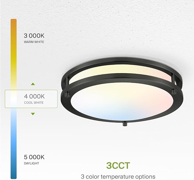 ASD LED 12" Round Flush Mount Lighting, Close to Ceiling Light Fixture | 3CCT