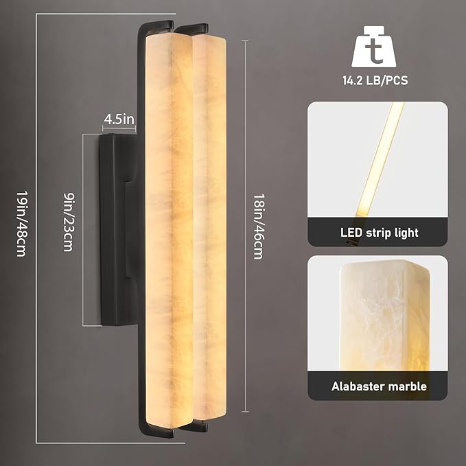 Alabaster Wall Sconce, Bronze Modern Bathroom Sconces, Indoor Wall Lighting