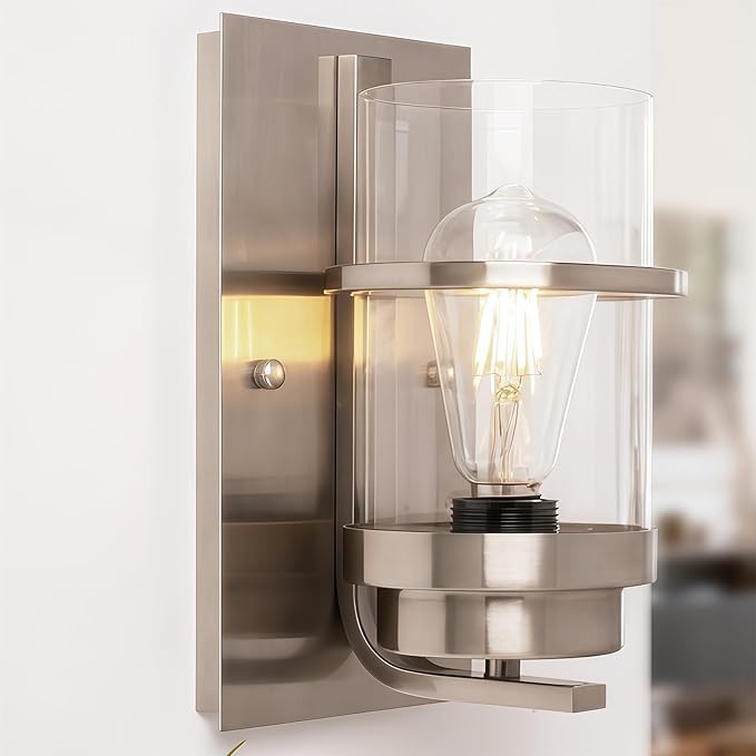 Brushed Nickel Wall Sconces Light, Modern Wall Sconces Bathroom Light Fixtures