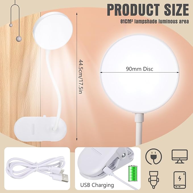 Retisee 12 Pcs Clip on Lamp Bulk LED Reading Light Book Lamp Clamp