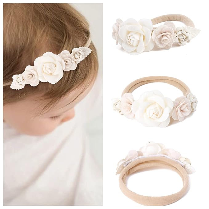 6pcs Baby Headbands Nweborn Flower Hair Bows for Girls-Infant Elastic Hair Band Bows Wraps Baby Headband Hair Accessories Gifts for Toddles