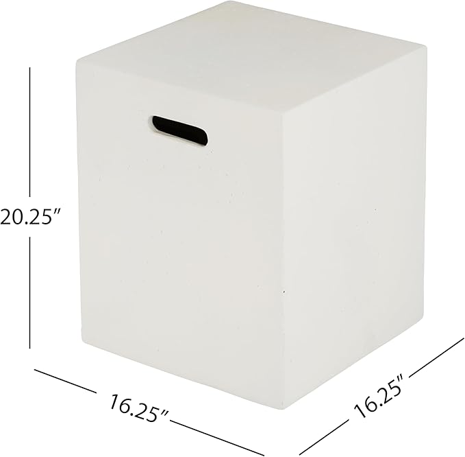 Propane Tank Cover Table for Fire Pits, 20 LB MGO Propane Tank Holder with Side Handles, Outdoor Tank Storage Side Table for Patio, Gas Griddle, White
