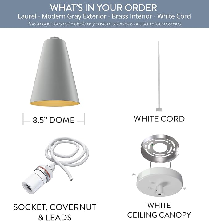 Steel Lighting Co. Laurel Pendant Light | Ceiling Mounted | 8.5 inch Cone Shade