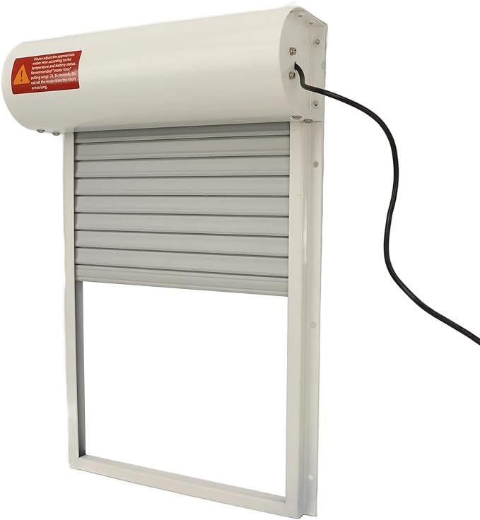 Zerodis Automatic Chicken Coop Door, Solar Powered Opener with Timer Light Sensor HD LED Display, Iron Metal Plastic Frame for Chicken Duck Goose Poultry Safety (White)