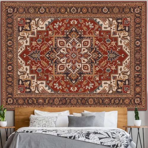 Vintage Floral Tapestry Wall Hanging Hippie Indian Bohemian Mandala Tapestry Aesthetic Retro Oriental Brown Large Tapestries for Mural Bedroom Living Room Dorm Decor 80 x 60 Inch