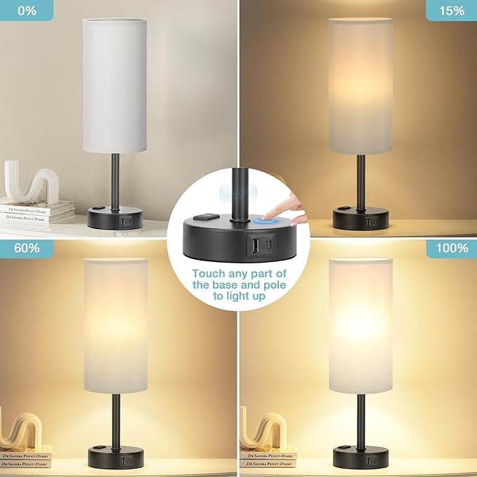Fenmzee Grey Touch Bedside Lamp