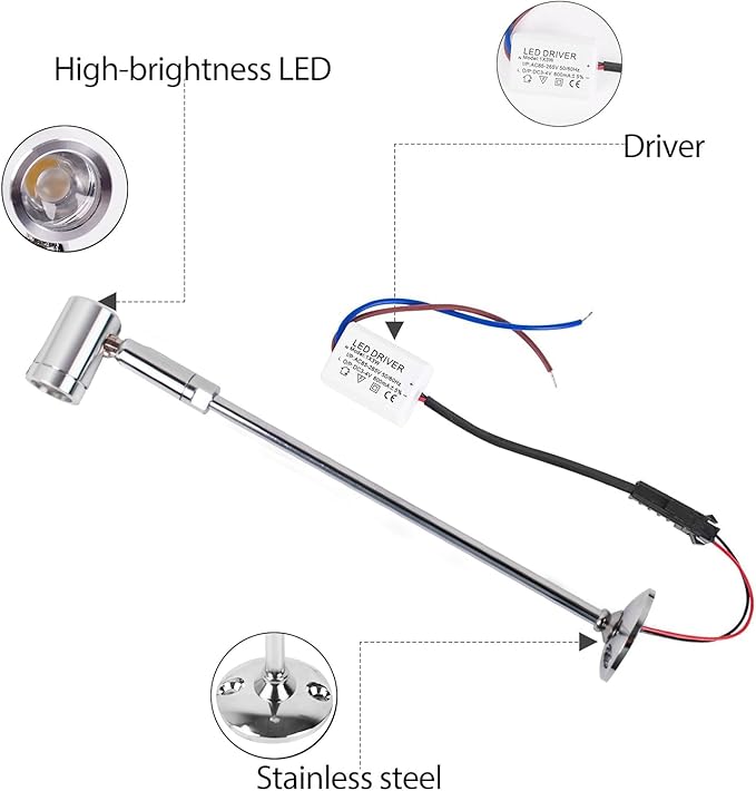 2 Pack Mini LED Spotlight, 3W Aluminum Spot Light Jewelry Showcases Display