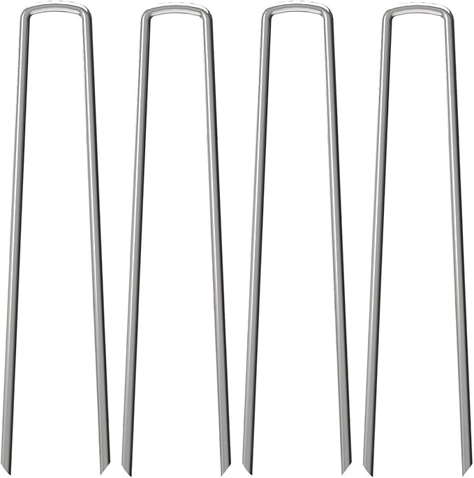 100 Pack 12" Garden Stakes Pins,Heavy Duty Garden Landscape Staples Stakes Pins Galvanized Landscape Fabric Staples Sod Ground Staple for Anchoring Weed Barrier Fabric