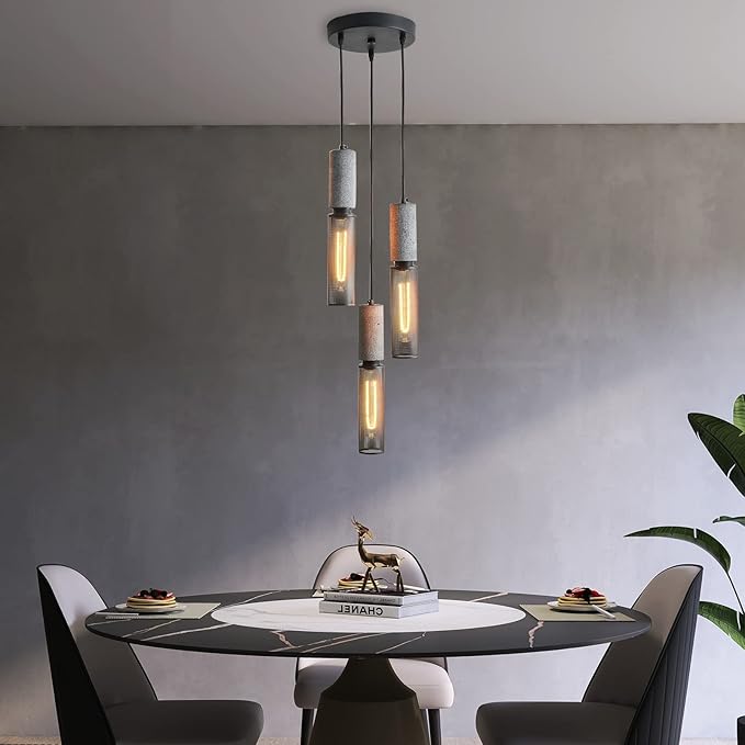 3-Light Concrete Linear Pendant Light