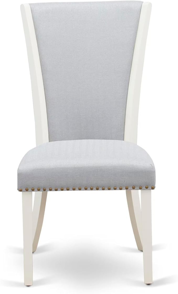 East West Furniture V077VE005-5 5 Piece Dining Table Set for 4 Includes a Rectangle Kitchen Table with V-Legs and 4 Grey Linen Fabric Parsons Dining Chairs, 40x72 Inch, Multi-Color