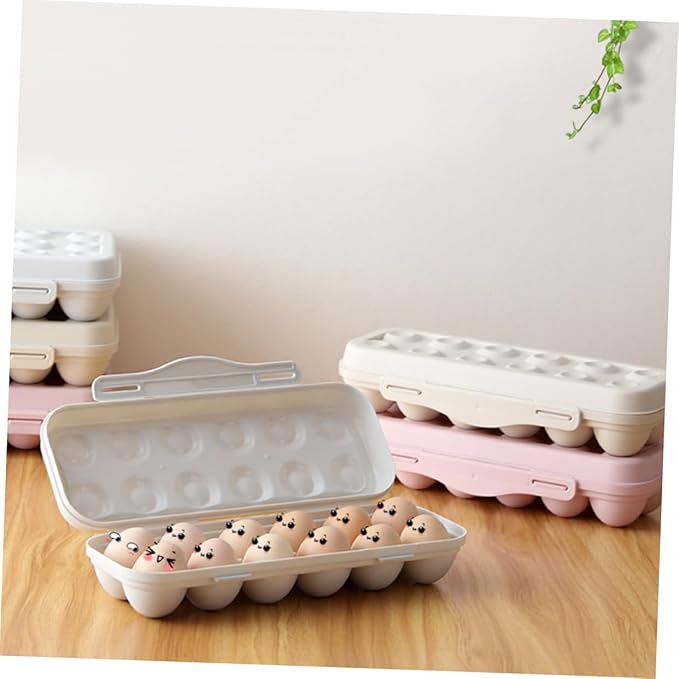 STOBOK Stackable 12 Grids Egg Storage Container for Refrigerator Shatterproof Egg Holder Removable Tray