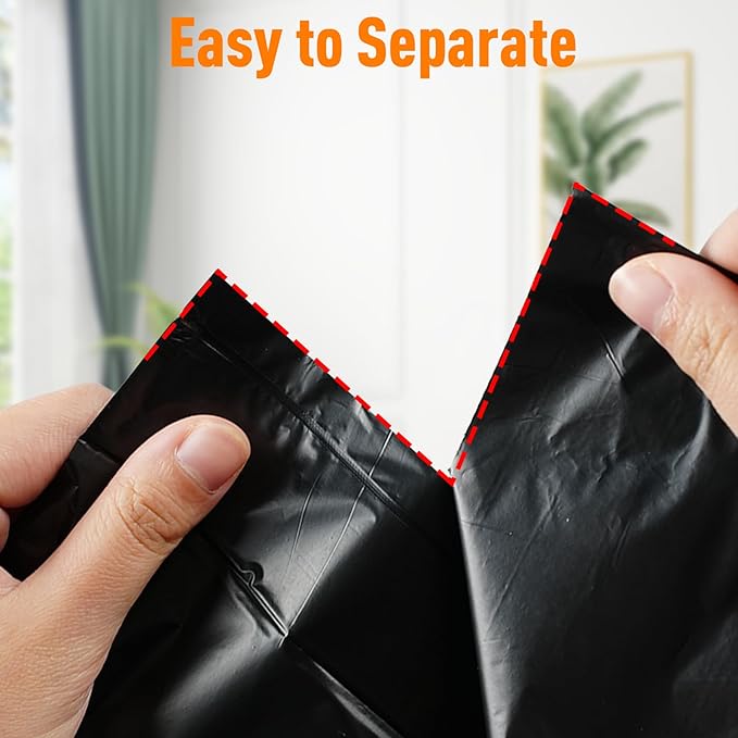 O2frepak 13 Gallon Multipurpose Tear-Resistant Trash Bags,Heavy Duty,Tastless and Black Garbage Bags (100 Count,60x80cm)