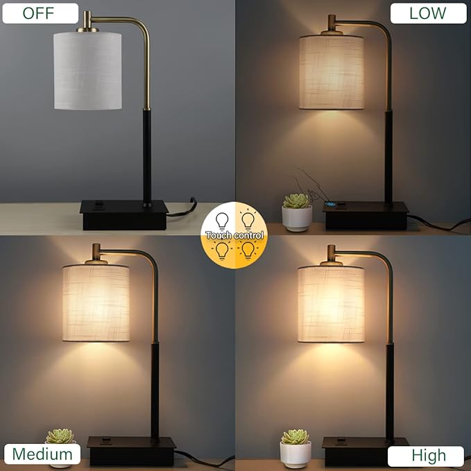 Table Lamp for Bedroom Set of 2