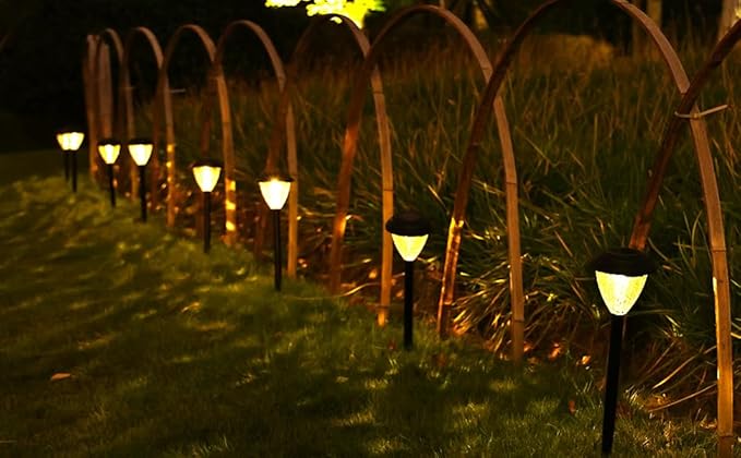 Elevon 12 Pack Solar Light Outdoor Waterproof, Warm White Pathway Lights Solar