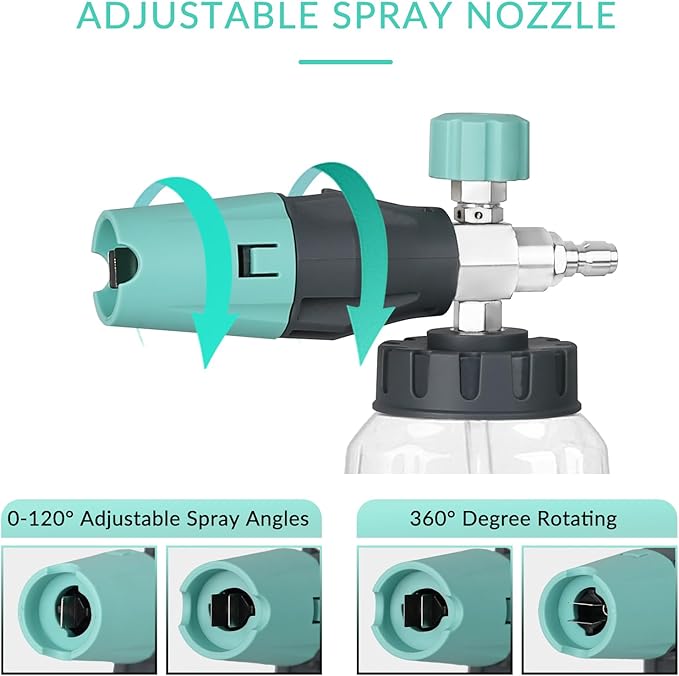 Sooprinse Short Pressure Washer Gun with Foam Cannon, High Pressure Washer Gun Snow Foam Lance with 1/4 Inch Quick Connector, 5 Nozzle Tips with Car Wash Mitt, 3000 PSI, 1 Liter