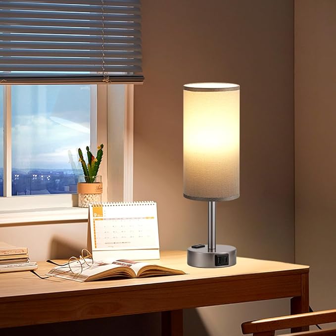 Fenmzee Grey Bedside Table Lamp