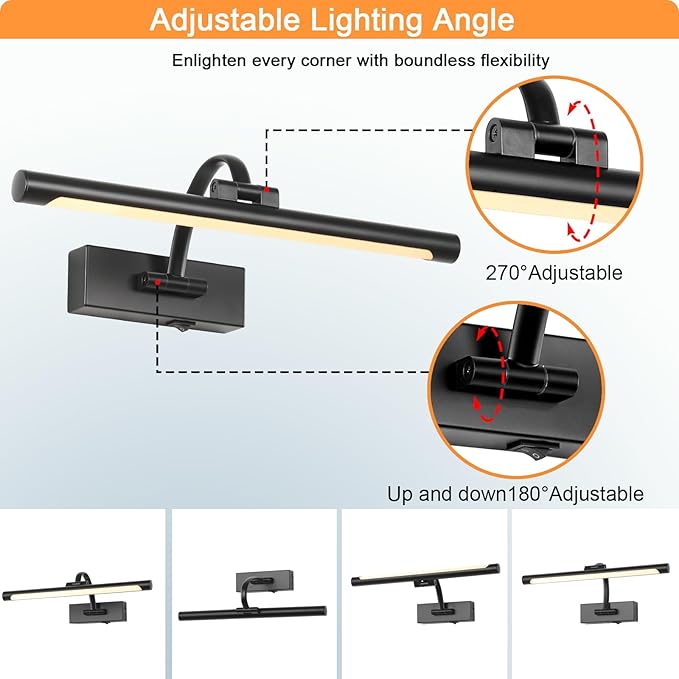 Wireless Battery Operated Picture Light, Rechargeable Wall Light