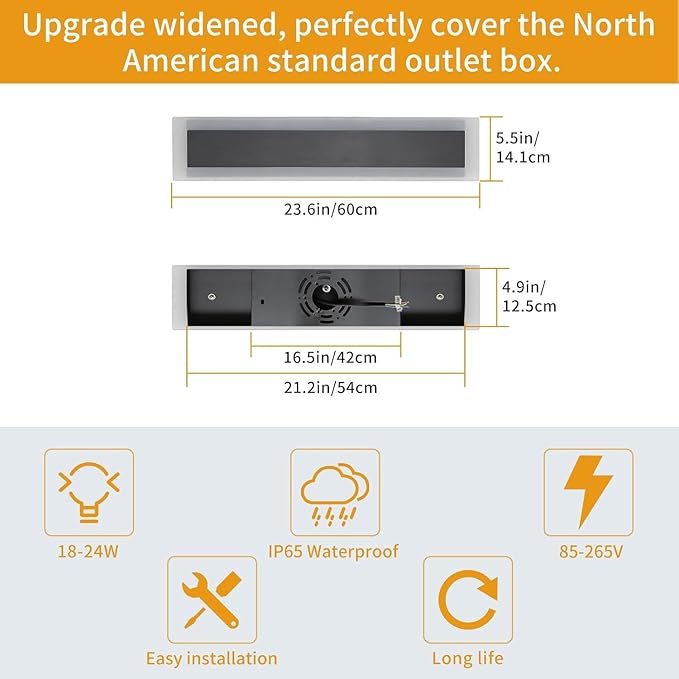 Upgrade Widened 2 Pack Modern LED Wall Sconce, 23.6inch Outdoor Wall Lights