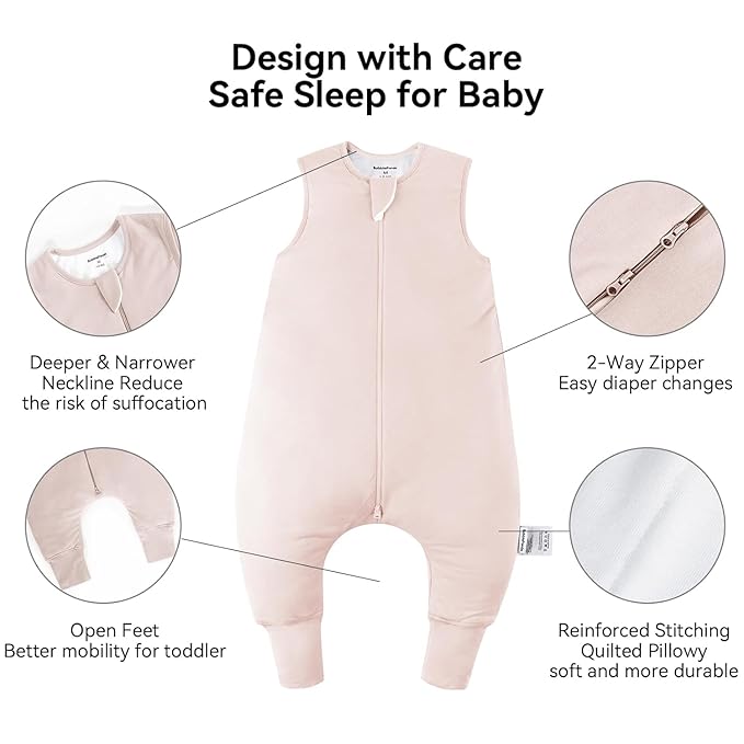 BubblePanda Rayon Made From Bamboo Toddler Sleep Sack with Feet 3t-4t Months 2.5 Tog Winter Ultra Soft Warm Baby Sleep Bag Walker Quilted Thick Wearable Blanket with Legs 2-Way Zipper