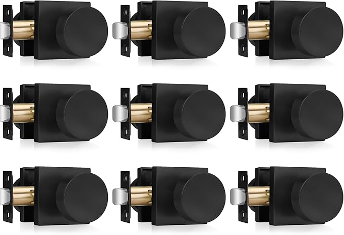 Haidms Matte Black Door Knobs Passage, Heavy Duty Square Matte Black Hall and