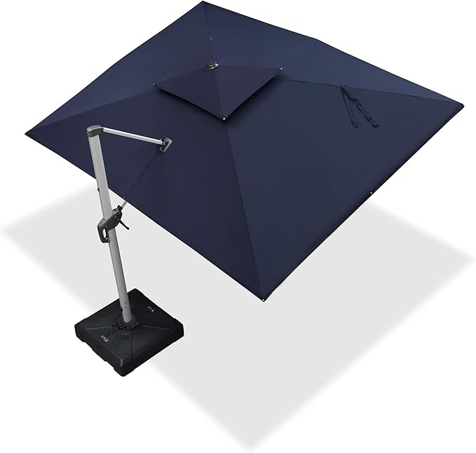 PURPLE LEAF 9' X 12' Patio Umbrella Outdoor Rectangle Umbrella Large Cantilever Umbrella Windproof Offset Heavy Duty Sun for Garden Deck Pool Patio, Navy Blue
