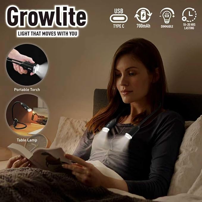 Neck Reading Light, 3 Color & Brightness Adjustable Book Light