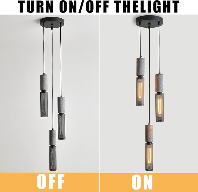 3-Light Concrete Linear Pendant Light