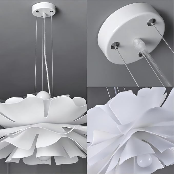 LIGHTLAND 2-Lights Acrylic Flower Pendant Light, Modern Minimalist Creative