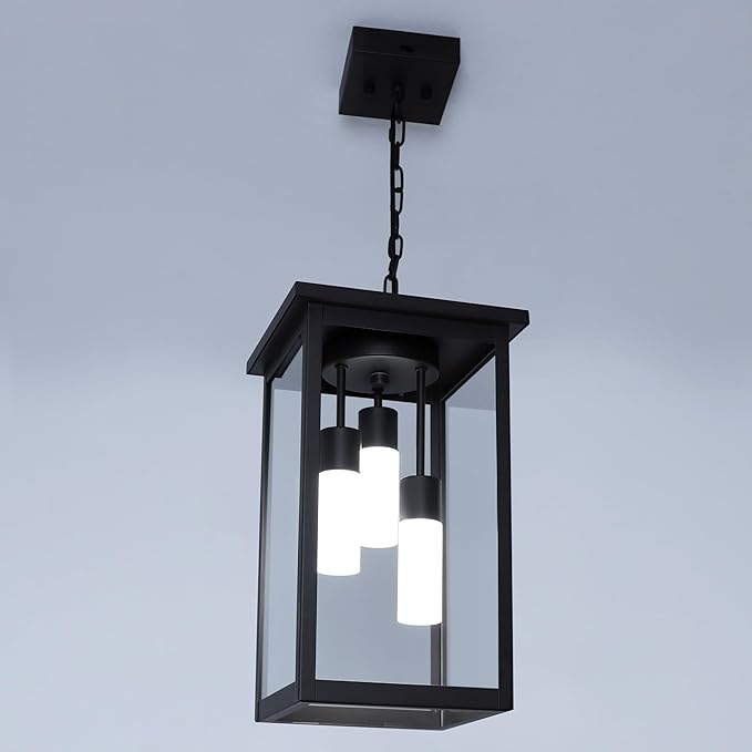 TODOLUZ Black Large 3-Light LED Outdoor Pendant Light