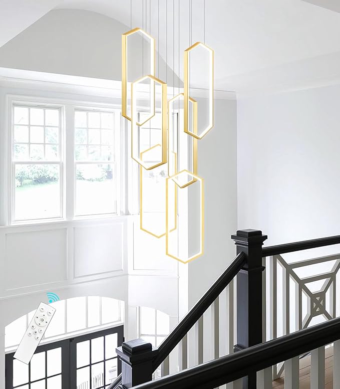 6 Rings Modern Chandelier LED Dimmable Pendant Lighting Adjust Flush Mount