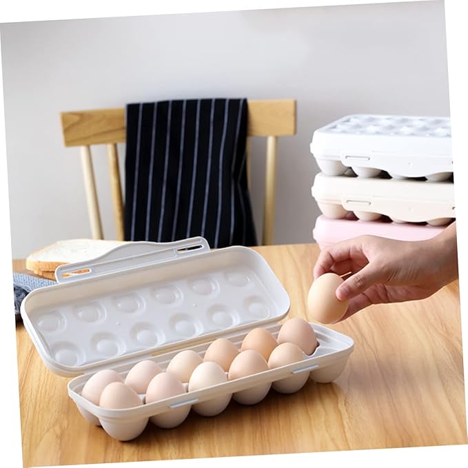 STOBOK Stackable 12 Grids Egg Storage Container for Refrigerator Shatterproof Egg Holder Removable Tray