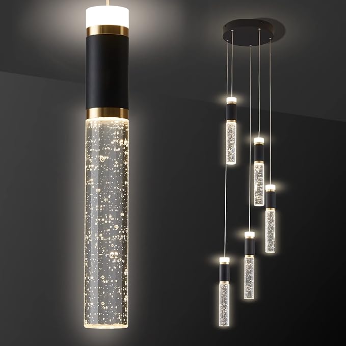 5-Light Modern LED Chandelier, Dimmable Hanging LED Pendant Light