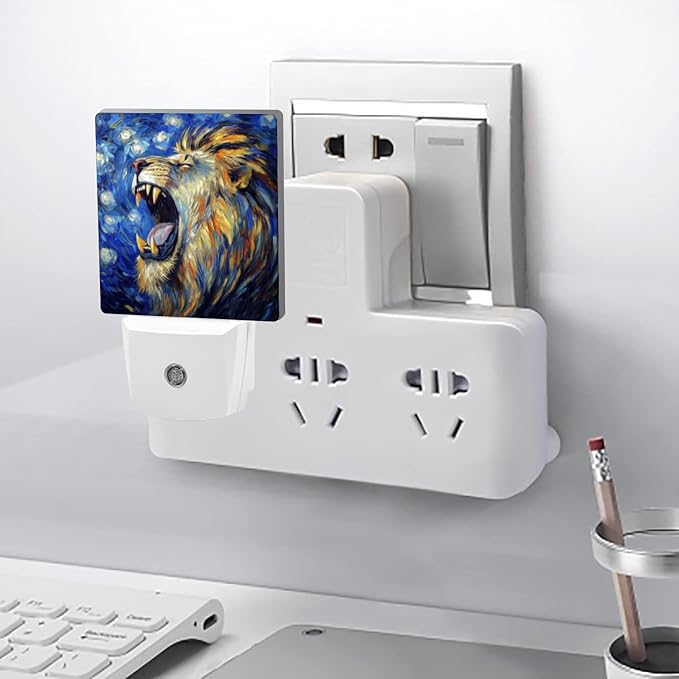 Lights by Night Decorative LED Night Light, Starry Night Roaring Lion Night