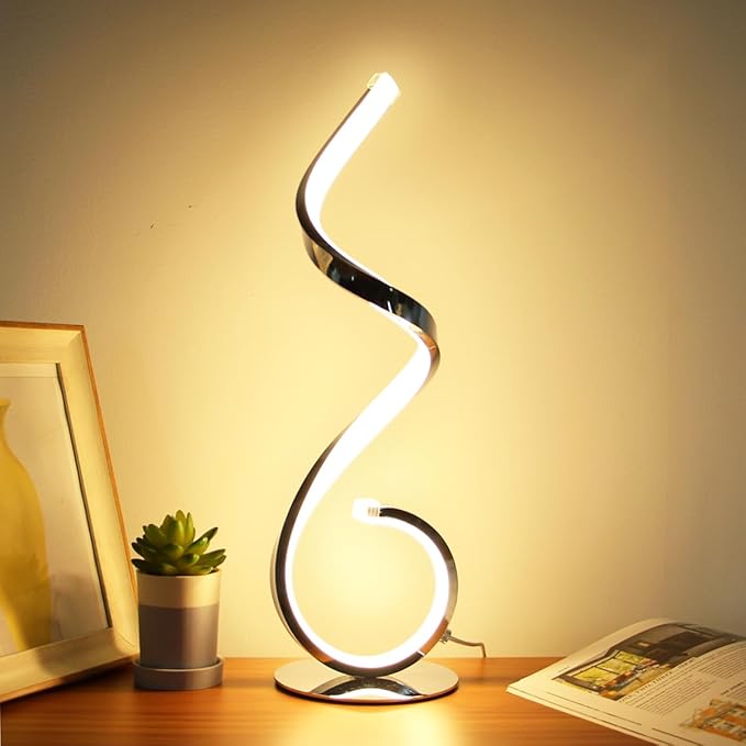 Modern Spiral LED Table Lamp, Stepless Dimmable Bedside Table Lamps