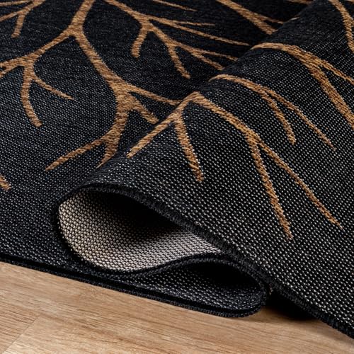 Washable Indoor Outdoor Rug 5x7 Modern Area Rugs Branch Pattern Non Shedding Waterproof Easy Clean Patio Deck Porch Living Room Bedroom Garden RV (35 Sq Ft)