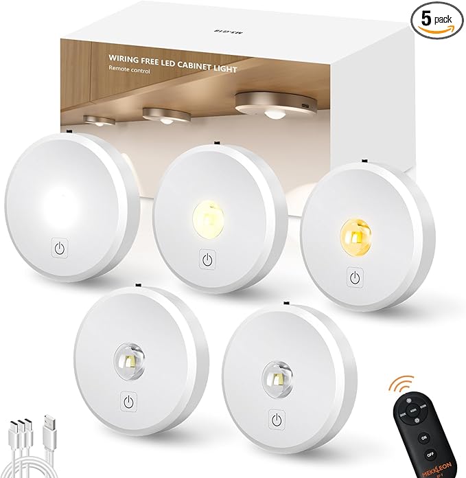Puck Lights Cordless with Remote Control, 2200mAh Rechargeable Under Counter