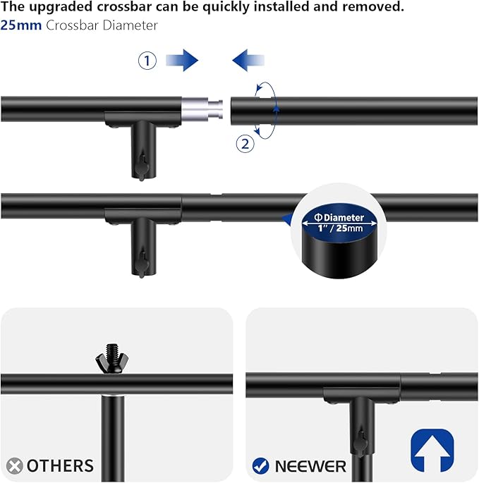 NEEWER T-Shaped Background Backdrop Support Stand Kit, 8.5ft/2.6m Tall