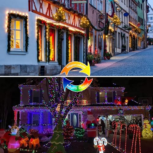 Solar Christmas String Lights Outdoor 2Pack 200LED (2 Count)