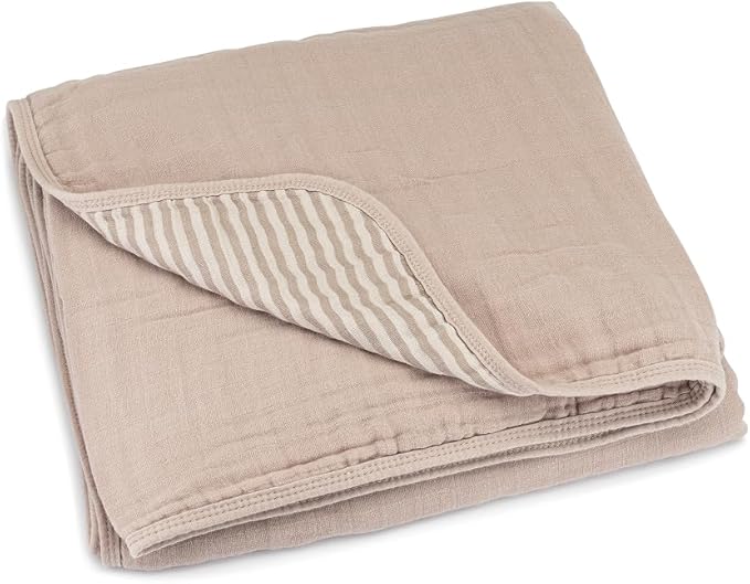 Parker Baby Muslin Blanket | 100% Soft Cotton Toddler Quilt & Baby Muslin Swaddle | Gender Neutral Design 47" x 47" Blanket