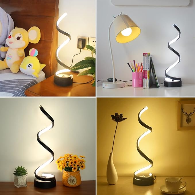 Modern Spiral Table Lamp, Dimmable Table Lamps