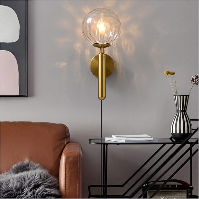 KCO Lighting Plug in Globe Wall Light Vintage Industrial Wall Sconce Lighting