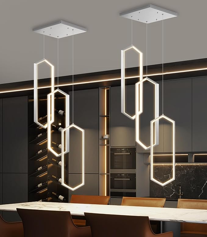 3-Rings Dimmable Pendant Lighting Adjust LED Chandelier Ceiling Light Fixtures
