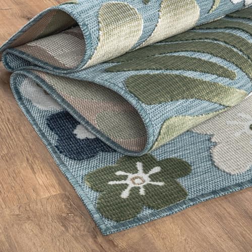 Outdoor Rug 6x9 Modern Floral Tropical Area Rugs for Outdoor and Indoor Patio Easy to Clean Non Shedding Living Room Porch Garden Washable Outside Carpet (58.5 Sq Ft)