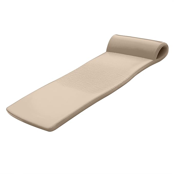 TRC Recreation Sunsation Vinyl Coated Foam Swimming Pool Float Mat Adult Lounger with Built-in Roll Pillow