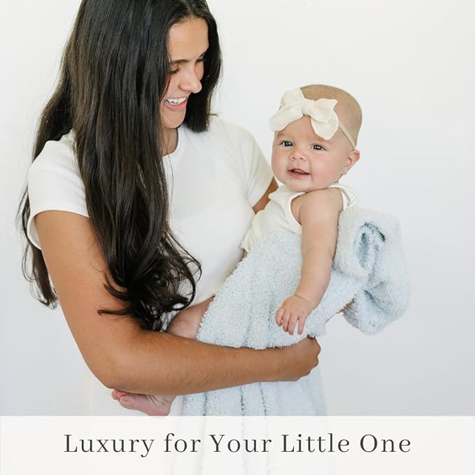 SARANONI Bamboni Luxury Baby Blanket | Cozy & Soft Plush Receiving Blankets | Perfect for Girls & Infant Baby Boy Blankets | Sky Blue - 30” x 40"