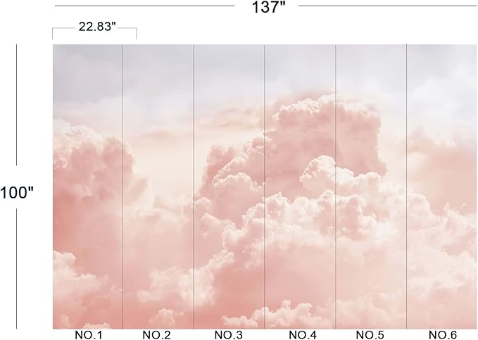 Pink Clouds Wall Mural Wallpaper for Bedroom 137" x 100"