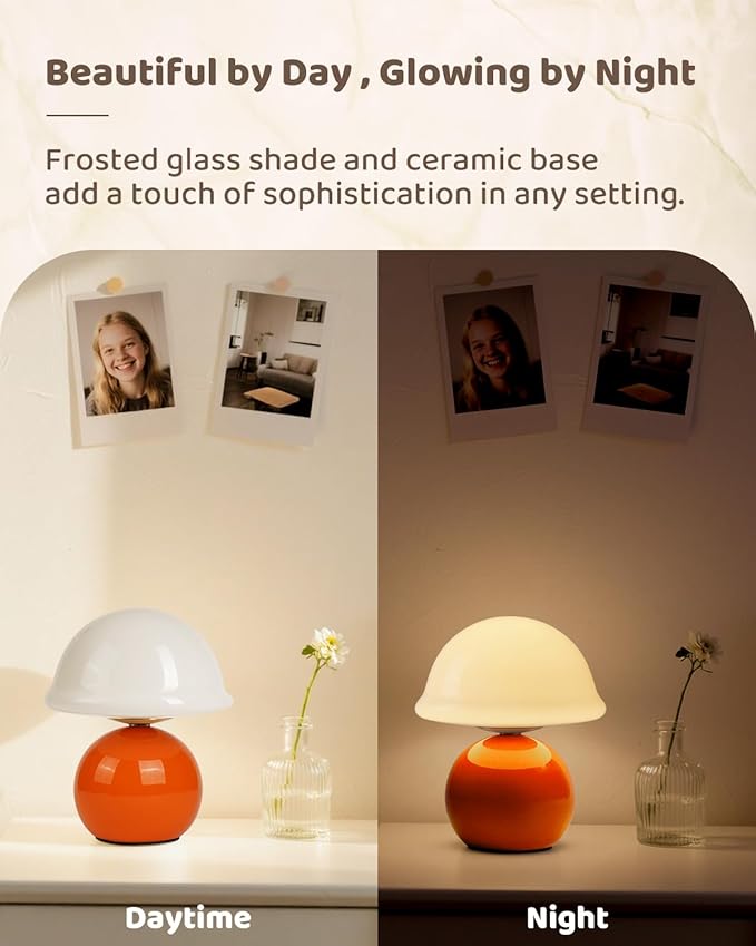 Mushroom Table Lamp for Bedroom, Cozy Bedside Lamp