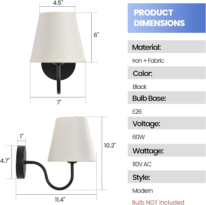 Wall Sconces Sets of 2, Bathroom Vanity Sconces Wall Lighting, Indoor Wall